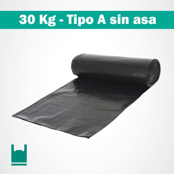 Bolsa negra grande resistente sin asa 30Kg para basura ropa hojas