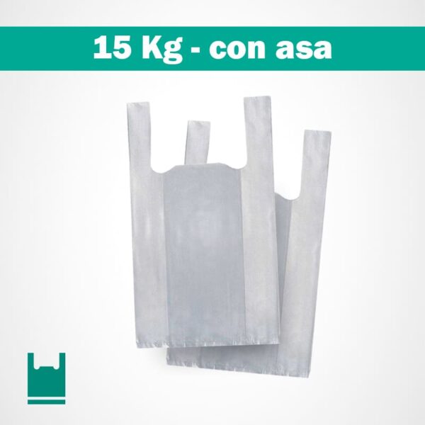 Bolsa blanca plastica resistente con asa 15Kg de polietileno