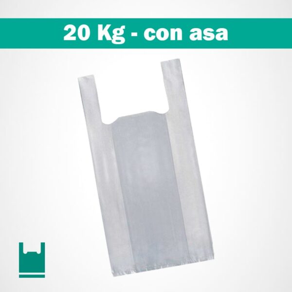 Bolsa blanca plastica resistente con asa 20Kg