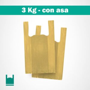 Bolsa plastica amarilla resistente con polietileno con asa 3Kg