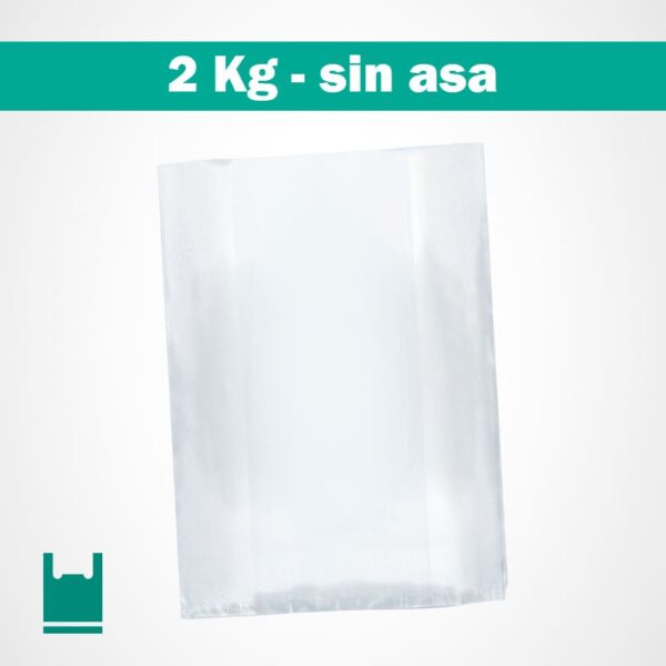 Bolsa transparente resistente de polietileno sin asa 2Kg