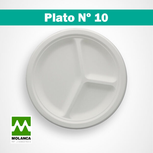 Plato blanco redondo con divisiones número 10 Molanca para comida