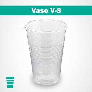 Vaso transparente desechable de tipo V-8