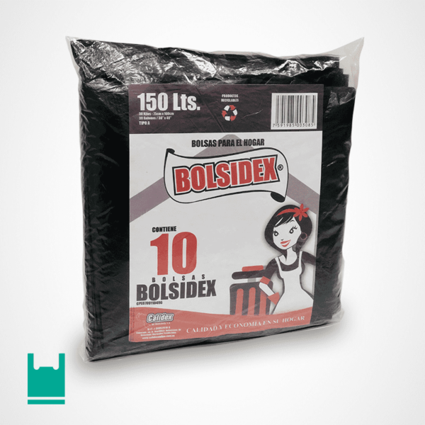 bolsas negras bolsidex de 10 unidades de 150 litros