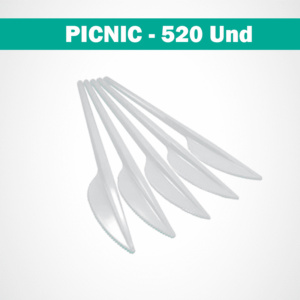 Cuchillos plasticos blancos tipo picnic paquete de 520 und