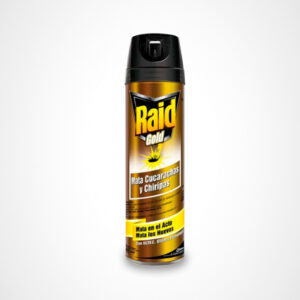 Raid gold envase pote dorado mata cucarachas y chiripas spray de 360 cm3