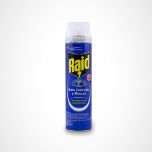 Raid pote envase azul mata zancudos y moscas elimina voladores instantaneo spray 360cm3